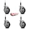 Service Caster 5'' Black Poly Swivel 3/4'' Expanding Stem Caster Set with Brake, 4PK SCC-EX20S514-PPUB-BLK-TLB-34-4 - alternate 4